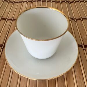 Vintage Royal Copenhagen Denmark Cup & Saucer White Gold Trim Pre-Owned